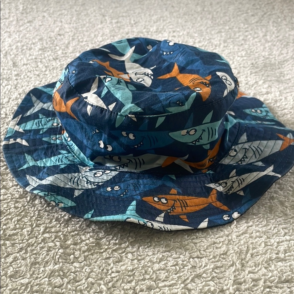 Blue Shark Print Bucket Hat